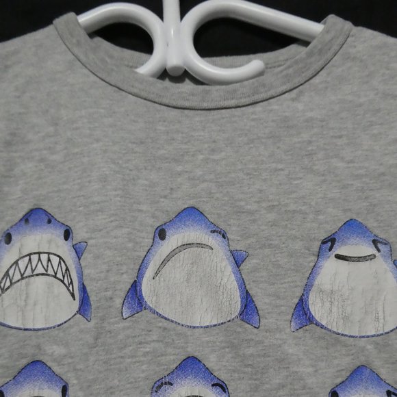 GAP KIDS, large, grey graphic tee, shark theme, EUC - Picture 5 of 12